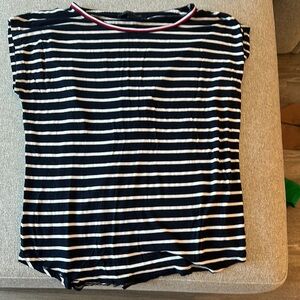 Striped Dark Blue and White Women's Top